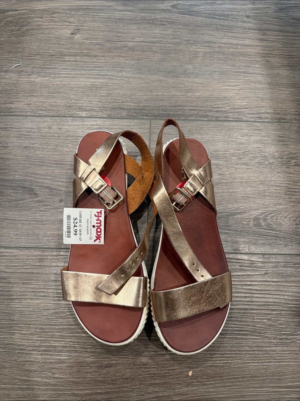 MIA Metallic Gold Cross-Strap Platform Sandals